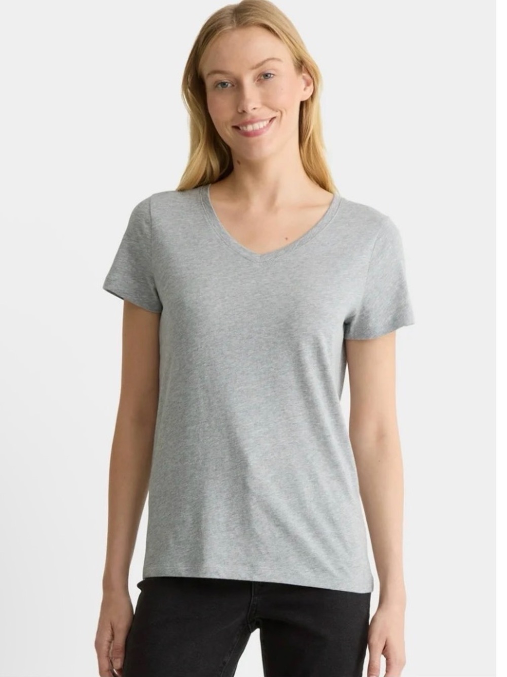 Time and Tru Gray V-Neck Tee, NWT, Size XL, 100% Cotton.